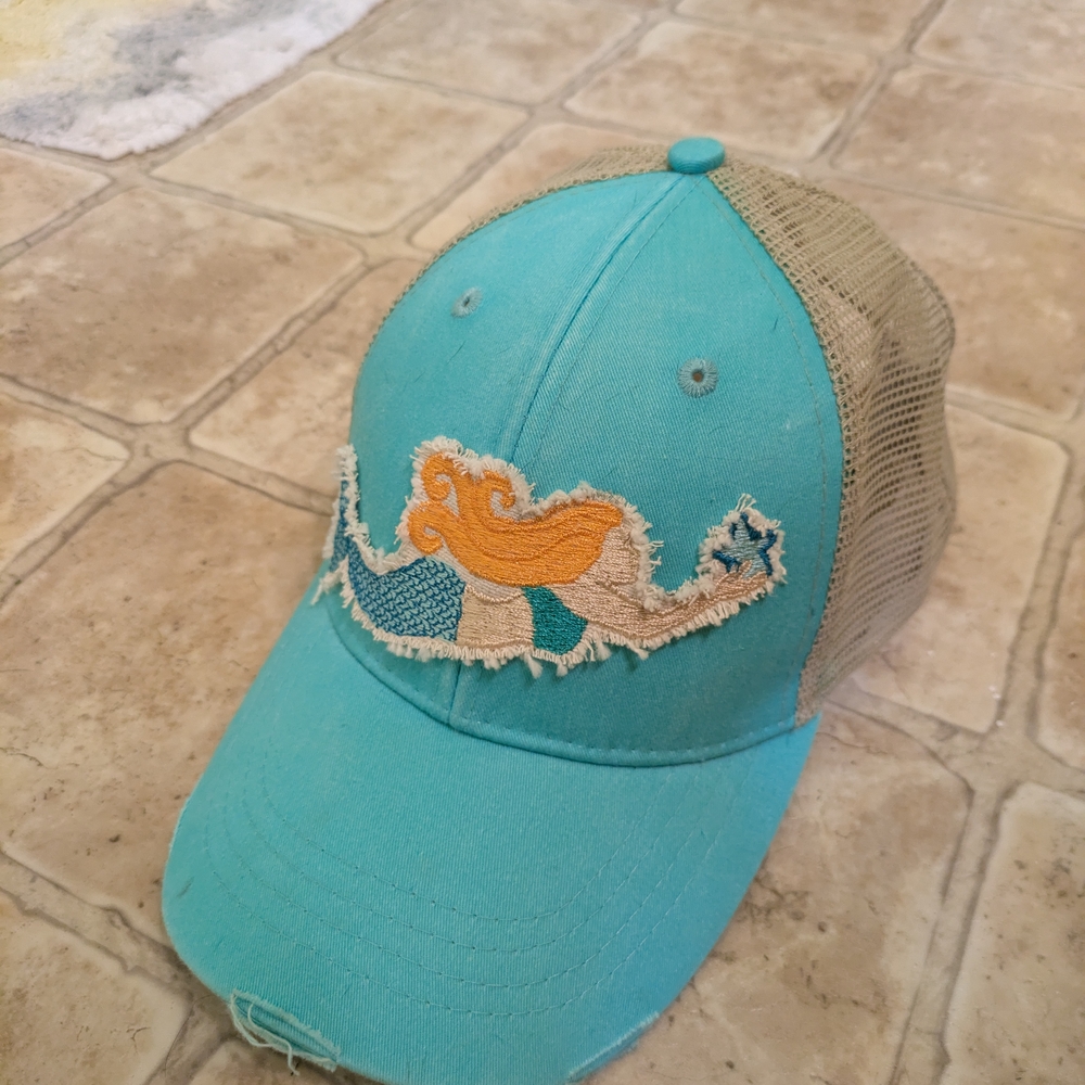 Turquoise and Tan Women's Cap